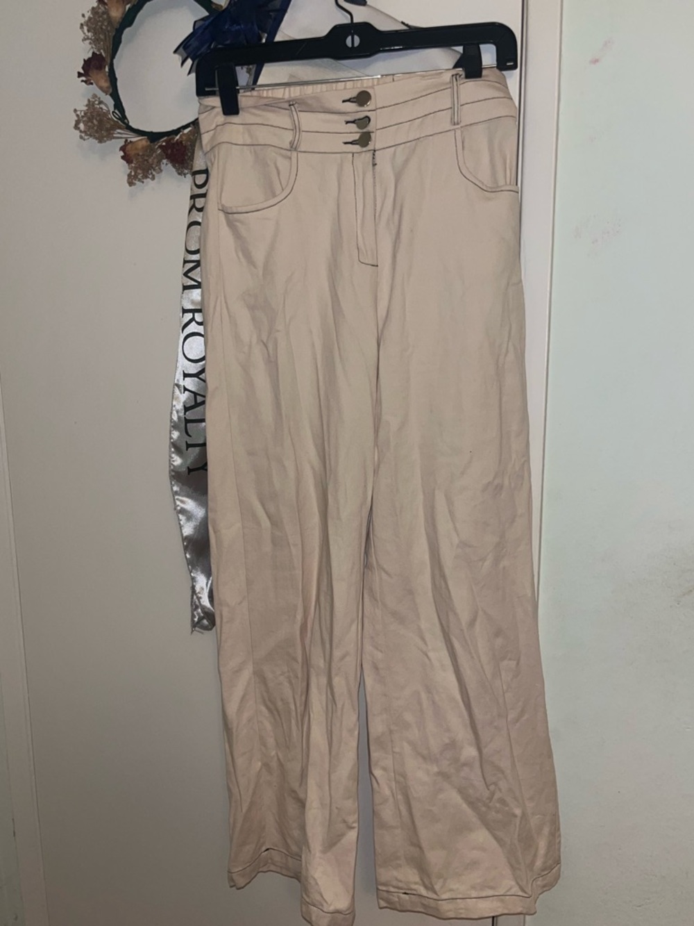 Korean Cream High-Waist Pants